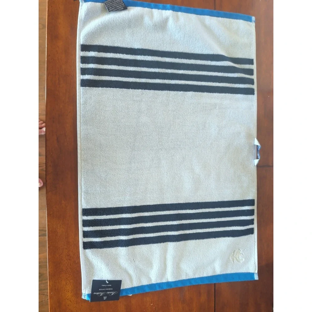 Brooks Brothers Nautical Stripe Dark Blue and White Bath Mat Bathroom Rug